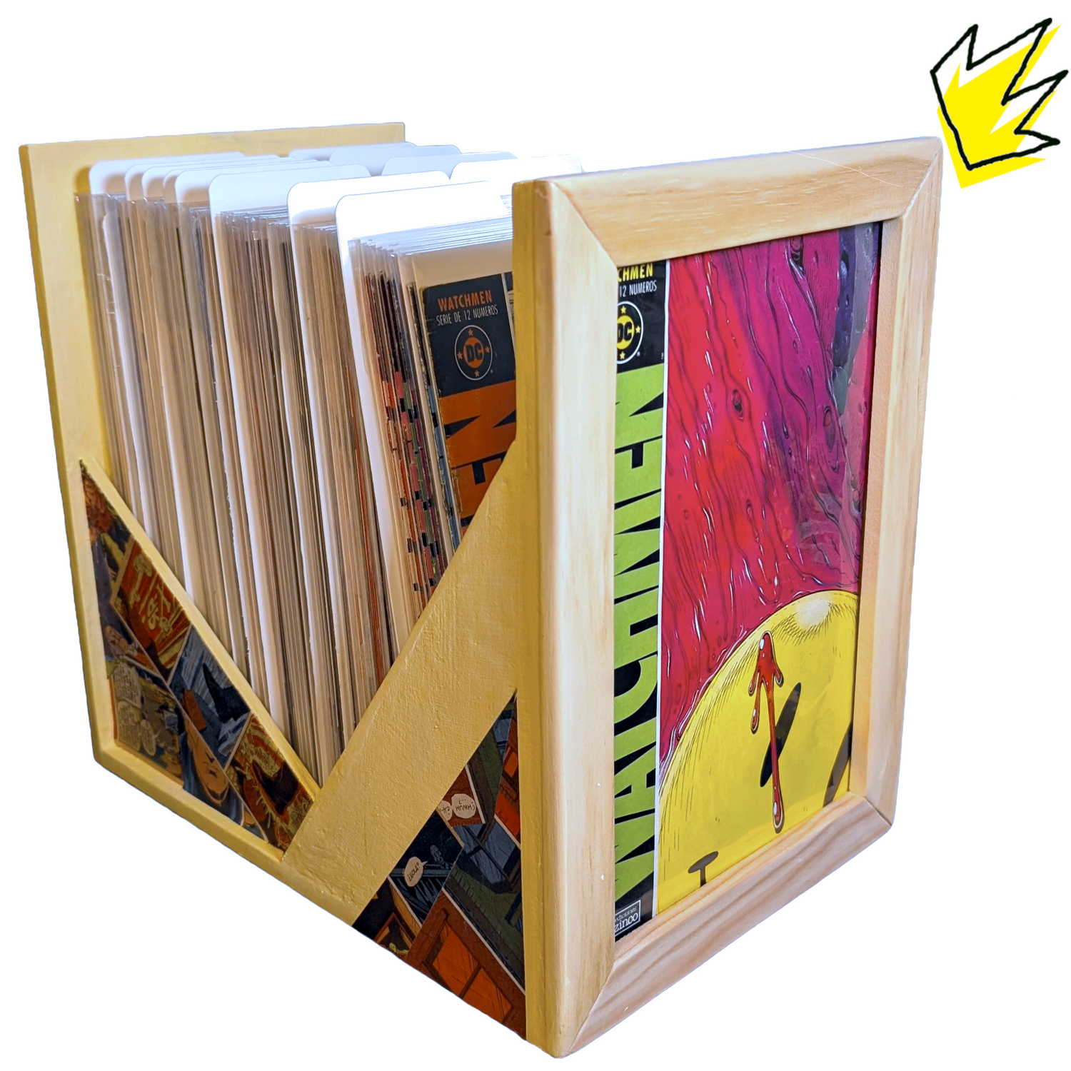 Caja expositora de madera para cómics - Modelo Frikaja Abierta para estantería IKEA Billy